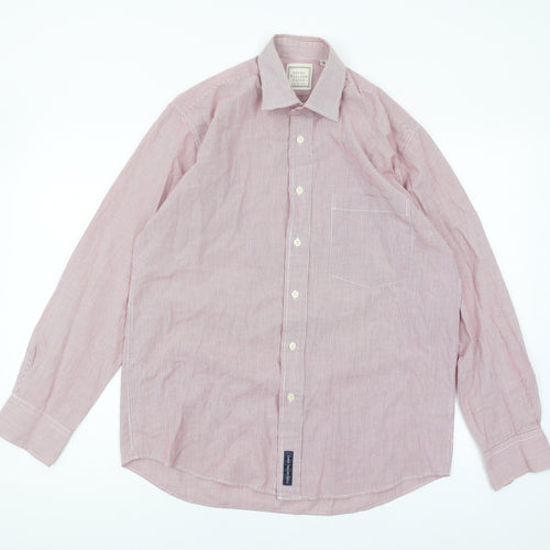 Savoy Taylors Guild Men's Red Striped Button-Up Shirt