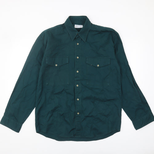 BHS Men's Green Medium Button-Up Casual Shirt