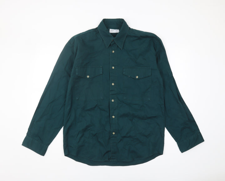 BHS Men's Green Medium Button-Up Casual Shirt