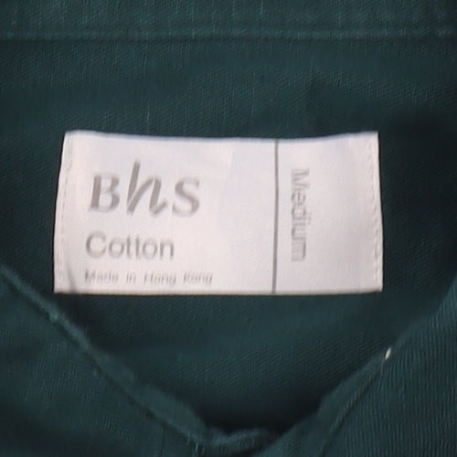 BHS Men's Green Medium Button-Up Casual Shirt