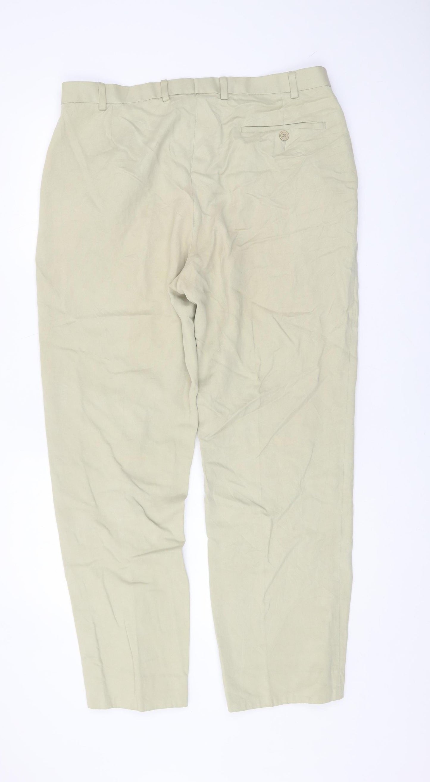 Marks and Spencer Men Beige Linen Chino Trousers 36R