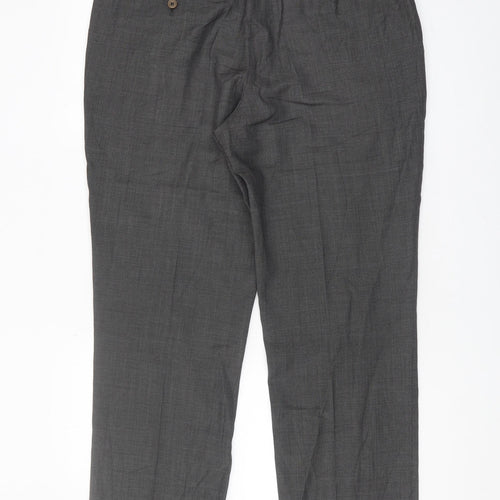 Next Men's Grey Wool Trousers 36R Tailored Classic