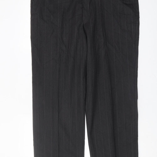 Three Shires Men's Black Dress Pants, Striped, Size 40