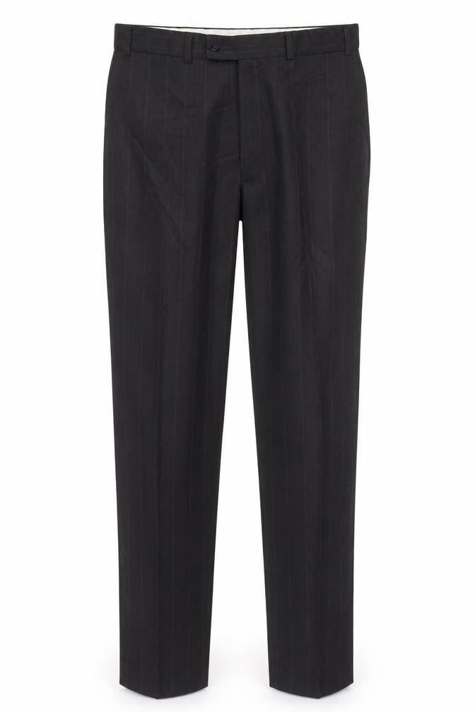 Front view of Three Shires Men's Black Dress Pants, Striped, size 40