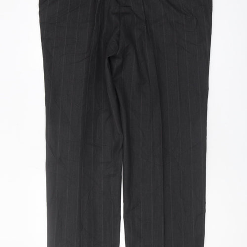 Three Shires Men's Black Dress Pants, Striped, Size 40