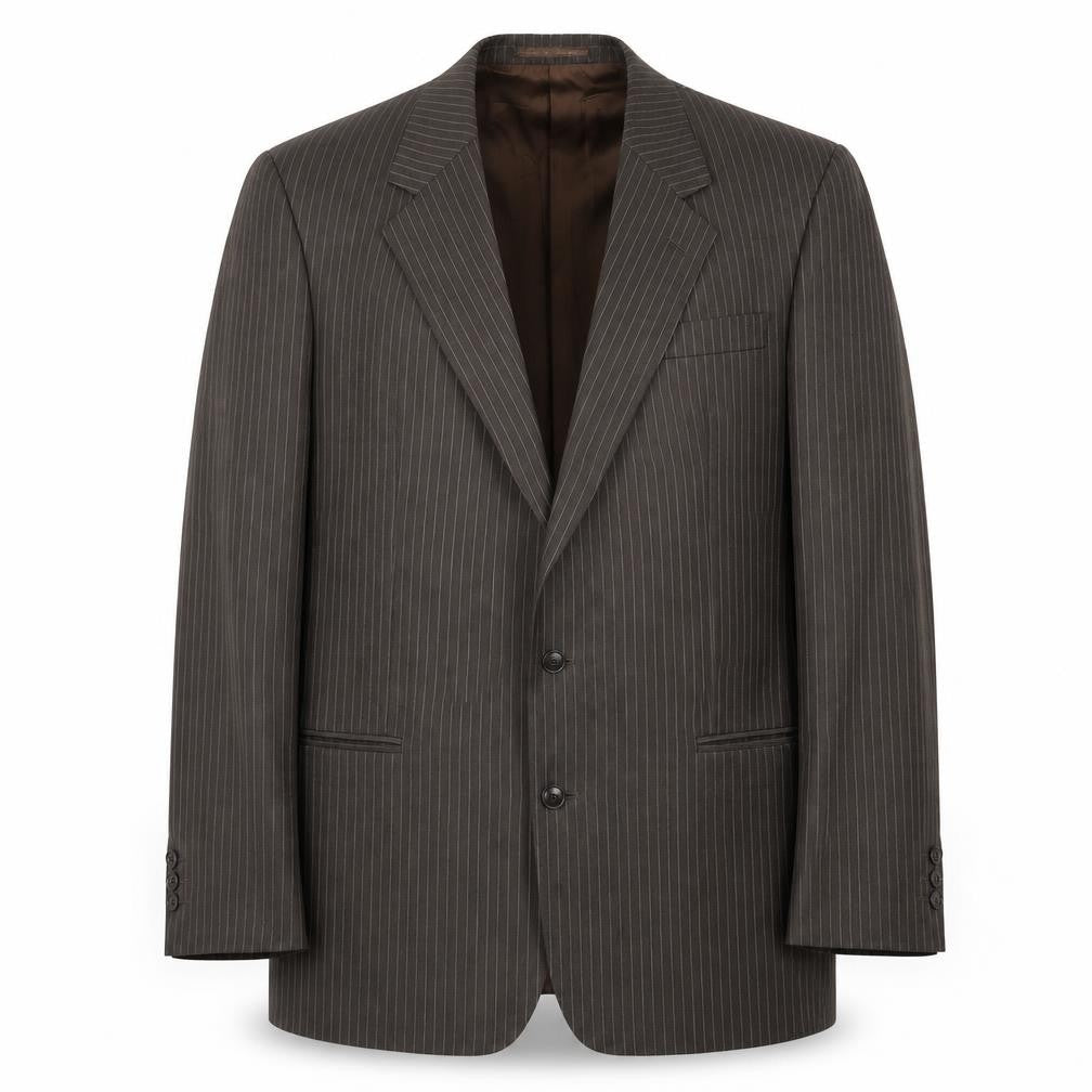 Front view of Berwin Men's Brown Striped Blazer, size 40R, Wool