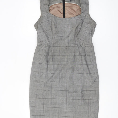 Next Petite Grey Check Sheath Dress, Women Size 10