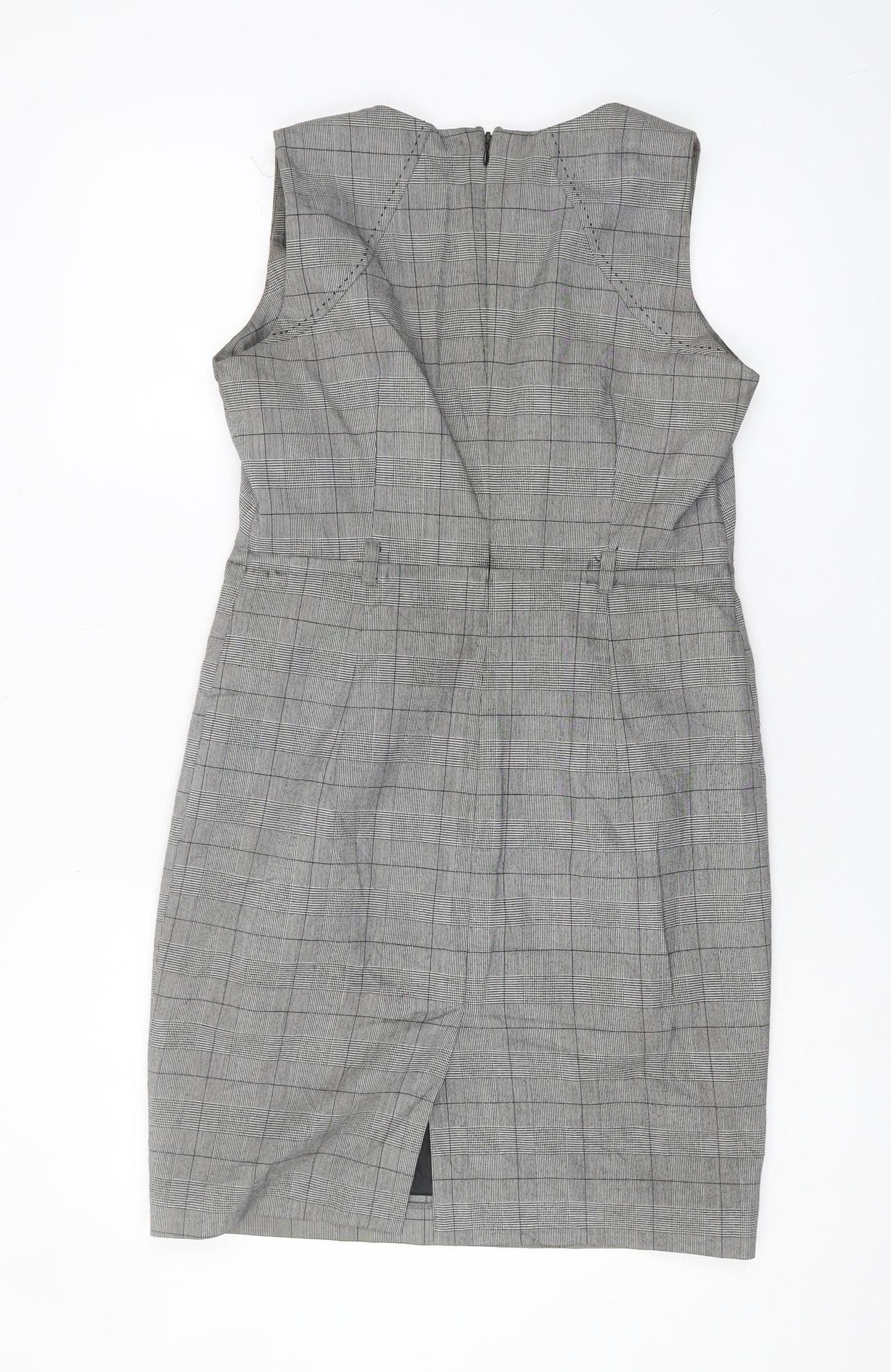 Next Petite Grey Check Sheath Dress, Women Size 10