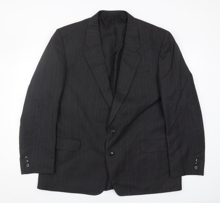 Three Shires Men's Black 46 Blazer, Formal, Striped