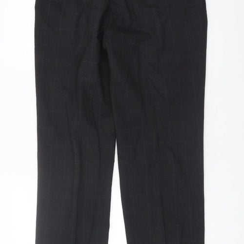 Marks and Spencer Black Check Pleated Dress Trousers - Size 34
