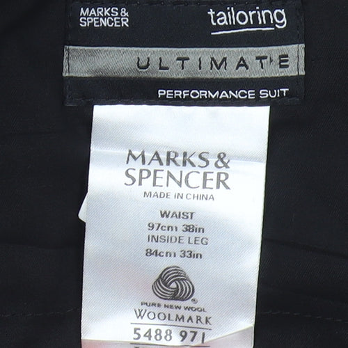 Marks and Spencer Men's Black Wool Trousers - 38