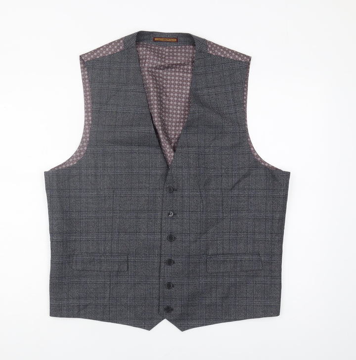 Skopes Men's Grey Check Waistcoat - Size 44R
