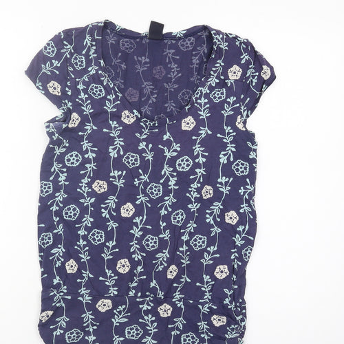 GAP Women's Blue Floral T-Shirt M Scoop Neck