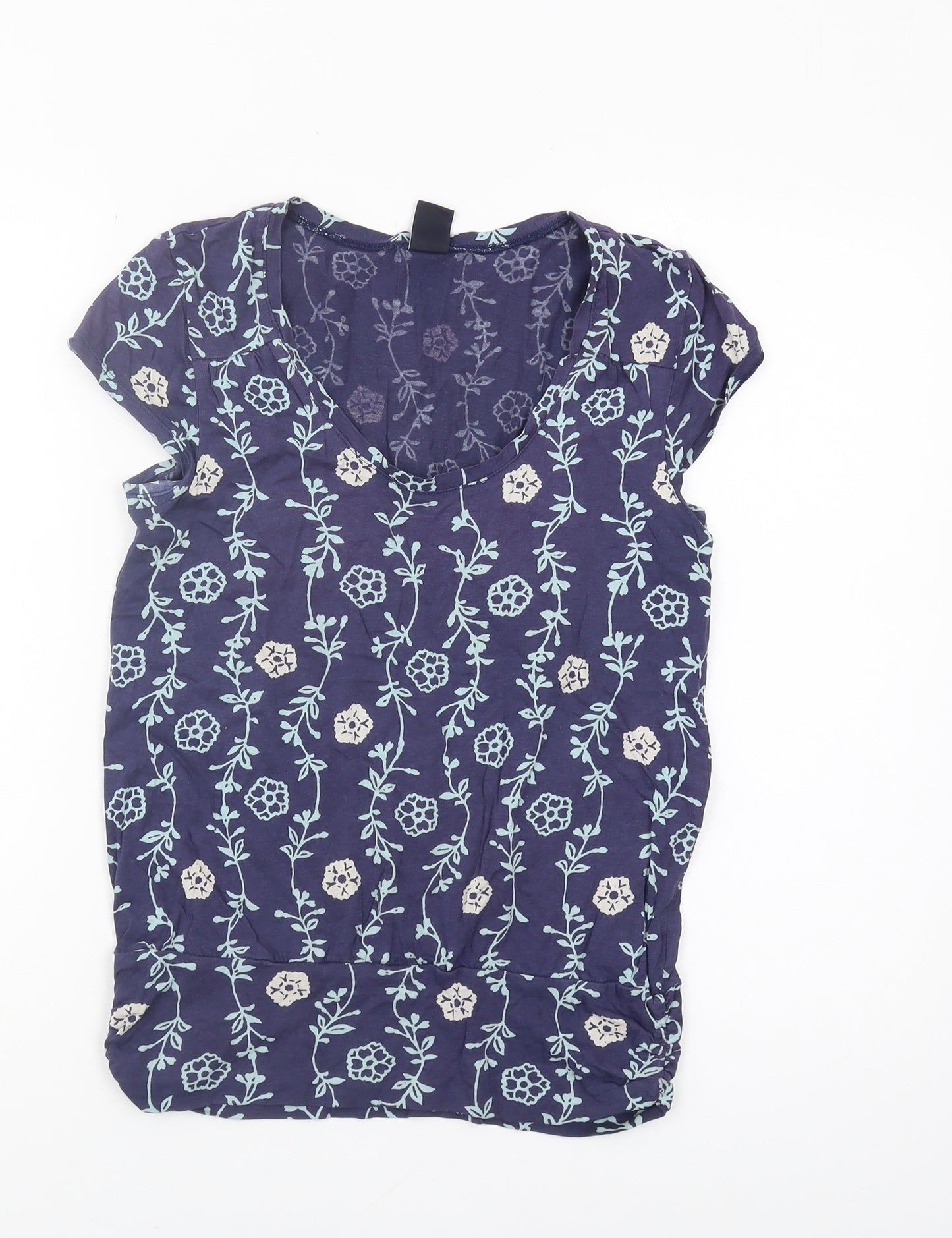 GAP Women's Blue Floral T-Shirt M Scoop Neck