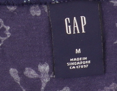 GAP Women's Blue Floral T-Shirt M Scoop Neck