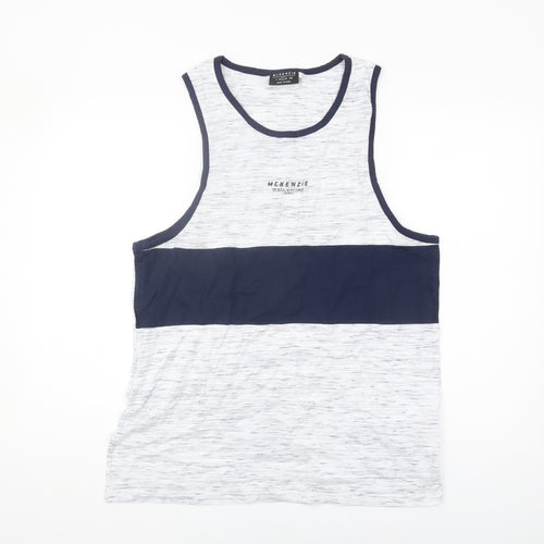 McKenzie Men's Blue Colourblock Sleeveless T-Shirt - L
