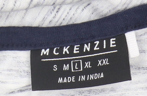 McKenzie Men's Blue Colourblock Sleeveless T-Shirt - L