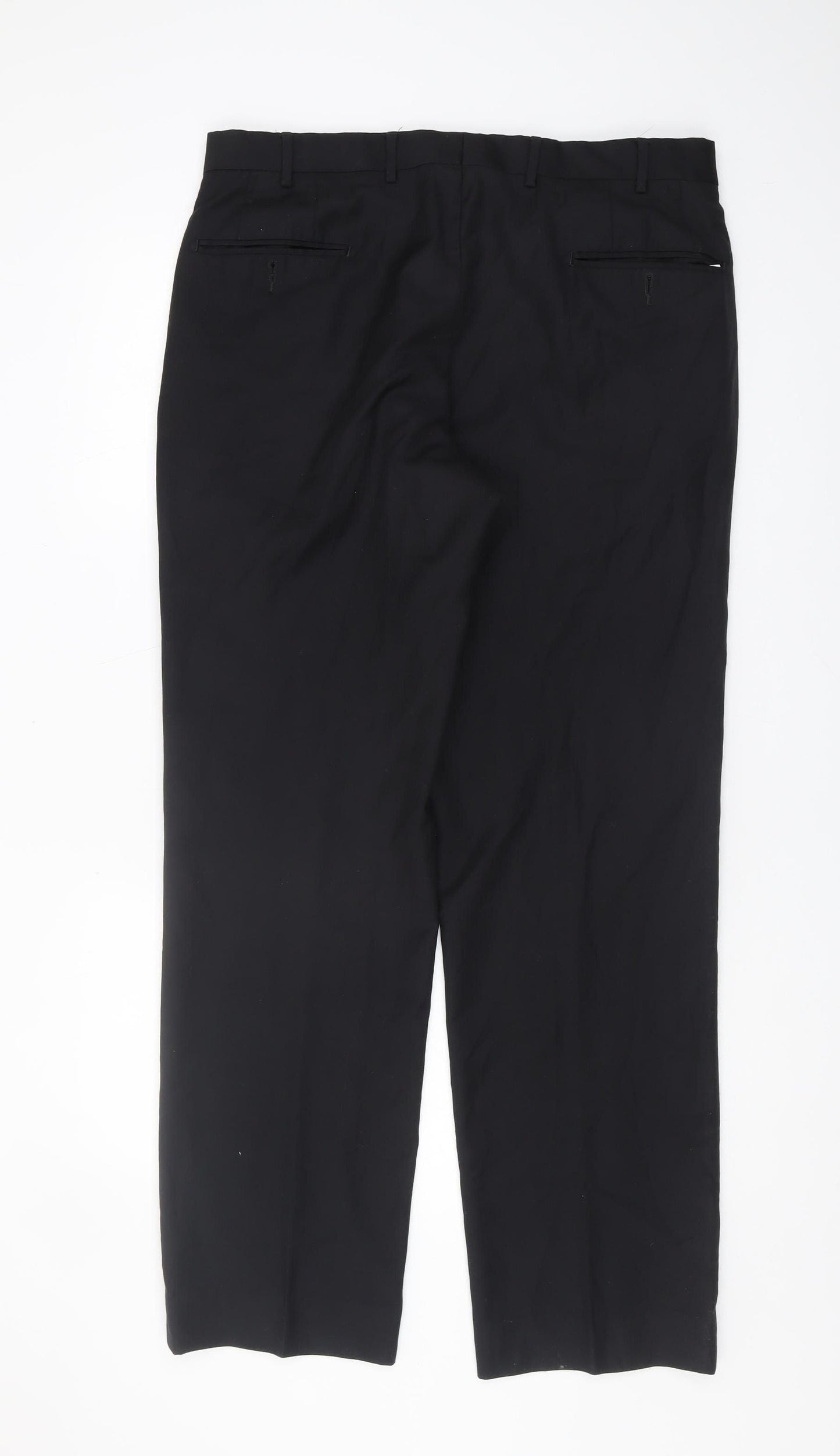 Van Heusen Men's Black Dress Pants 36in Wool Formal