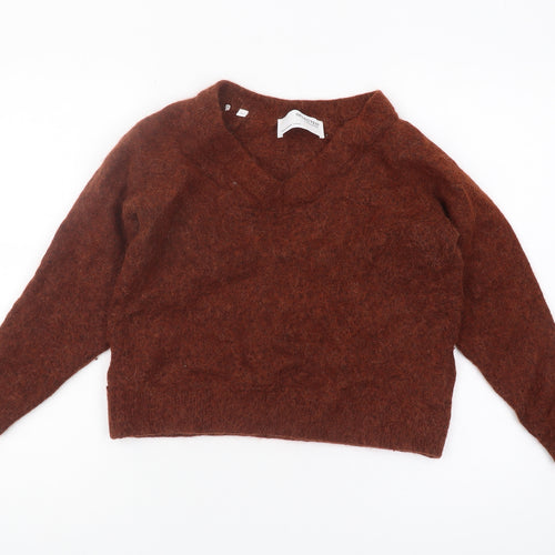 Selected Femme Women's Brown V-Neck Pullover Jumper L