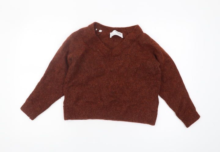 Selected Femme Women's Brown V-Neck Pullover Jumper L