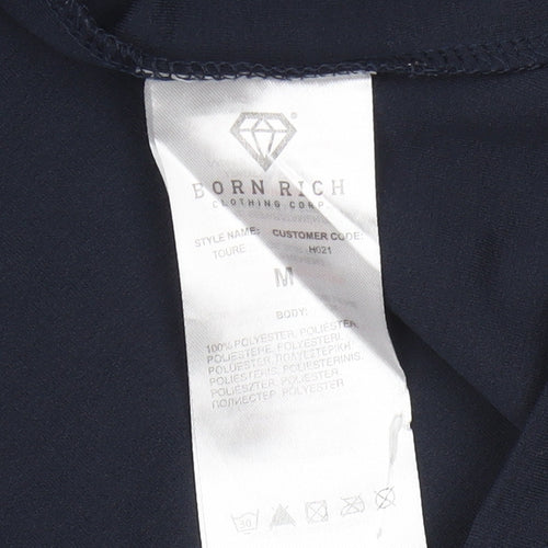 Born Rich Men's Blue Slim Fit Gym T-Shirt M