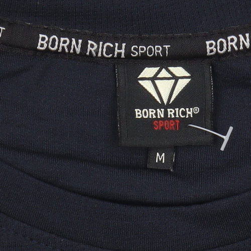 Born Rich Men's Blue Slim Fit Gym T-Shirt M