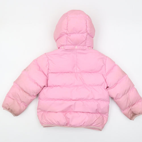 Adidas Girls Pink Puffer Jacket 4-5 Years Hooded Lined