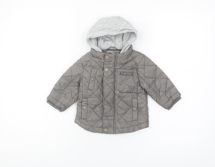 Next Unisex Baby Grey Quilted Jacket 6-9 Months