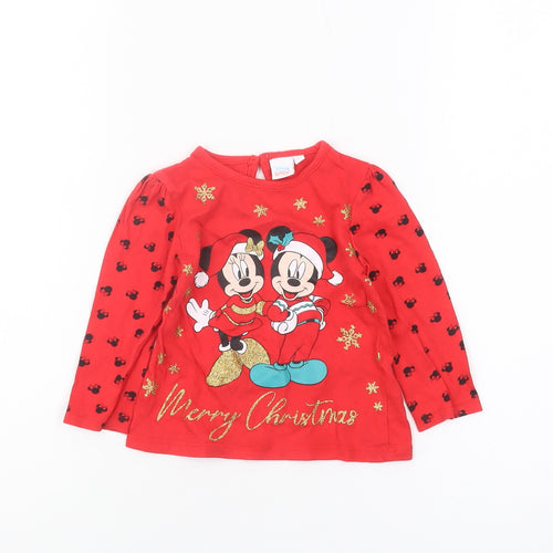 Disney Unisex Baby Red Christmas T-Shirt 9-12 Months