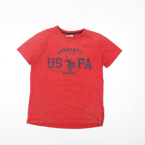 U.S. Polo Assn. Boys Red T-Shirt 12-13 Years Logo Casual