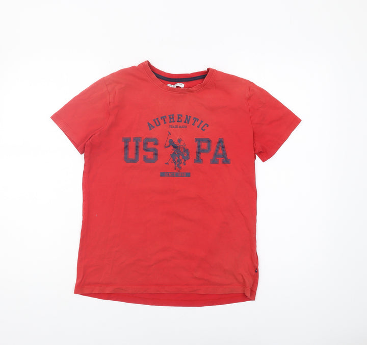 U.S. Polo Assn. Boys Red T-Shirt 12-13 Years Logo Casual