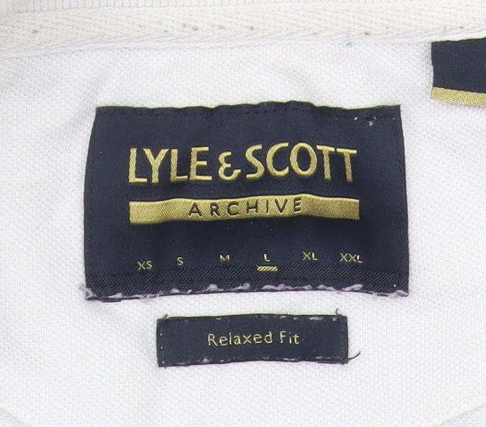 Lyle & Scott Men's White Relaxed Polo Shirt L