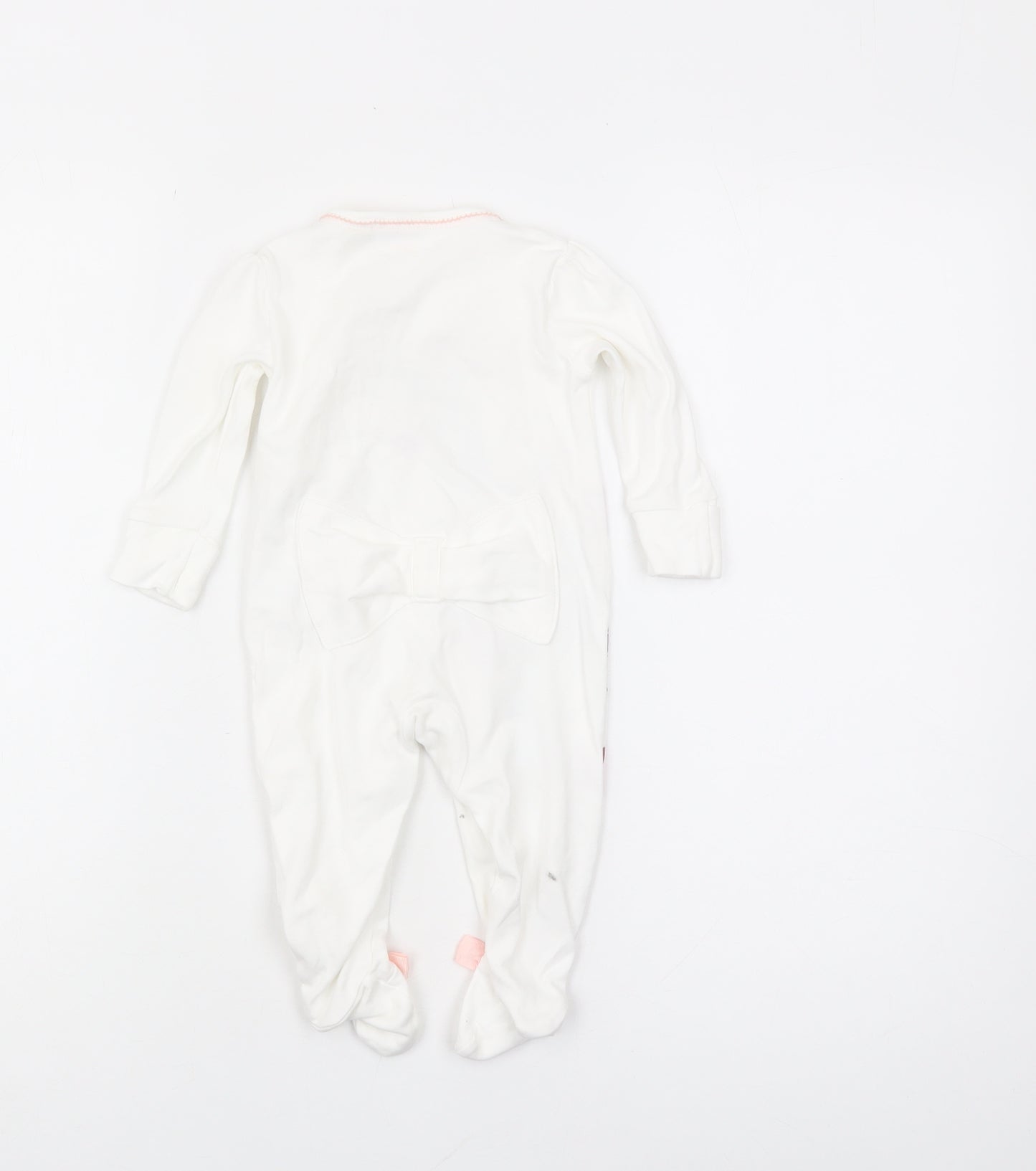 Ted Baker White Floral Babygrow 3-6 Months with Bow Accent