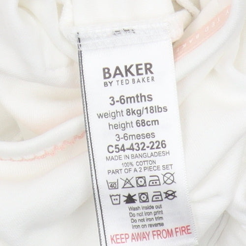Ted Baker White Floral Babygrow 3-6 Months with Bow Accent
