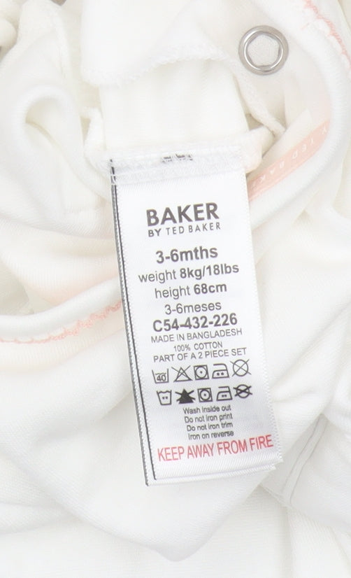 Ted Baker White Floral Babygrow 3-6 Months with Bow Accent