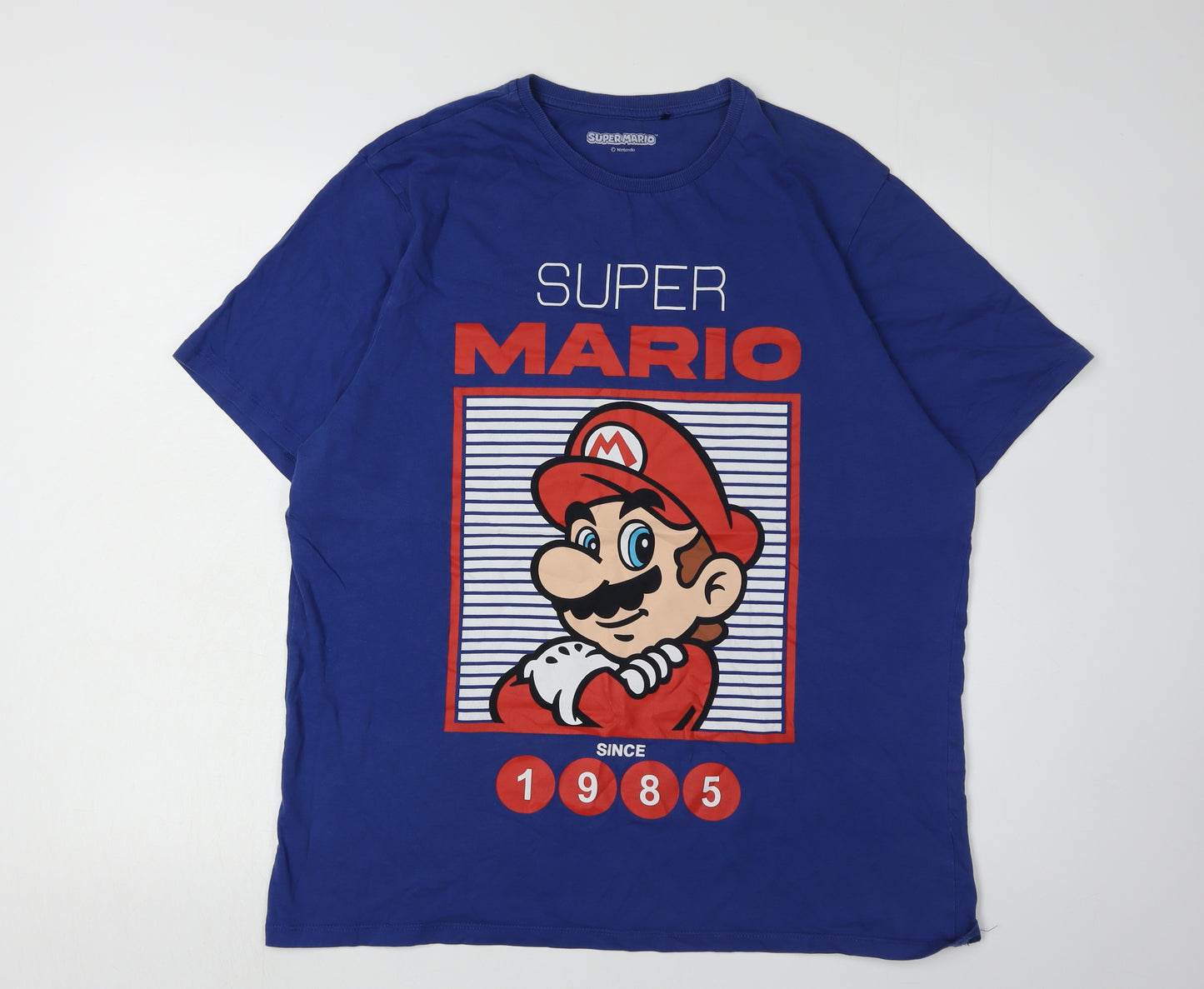 Nintendo Super Mario Men's Blue Graphic T-Shirt L