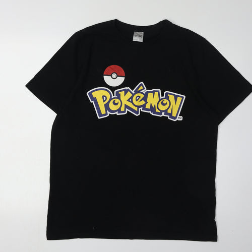 Pokémon Black Cartoon T-Shirt for Men Size L