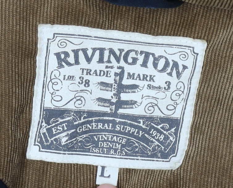 Rivington Men's Black Brown Hooded Puffer Jacket L