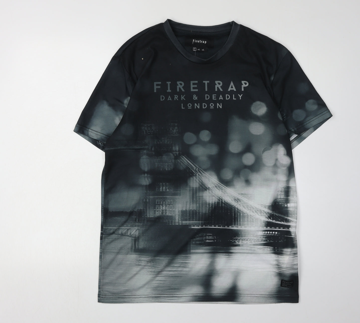 Firetrap Men's Black Graphic Print T-Shirt L