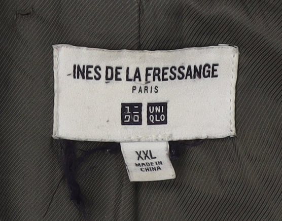 Uniqlo Women's Brown Check Wool Overcoat 2XL