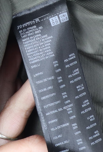 Uniqlo Women's Brown Check Wool Overcoat 2XL