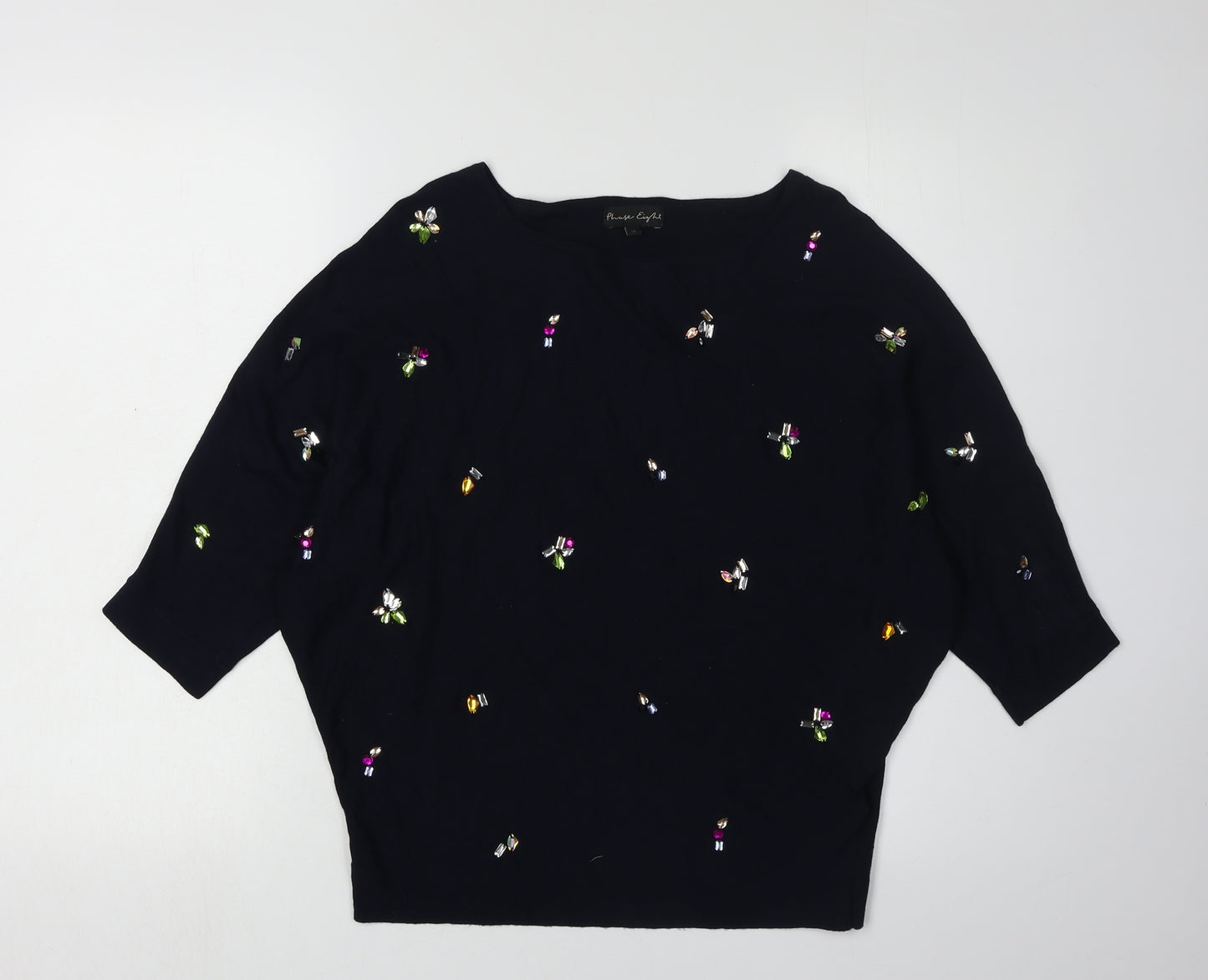 Phase Eight Women's Black Embroidered Pullover Jumper S