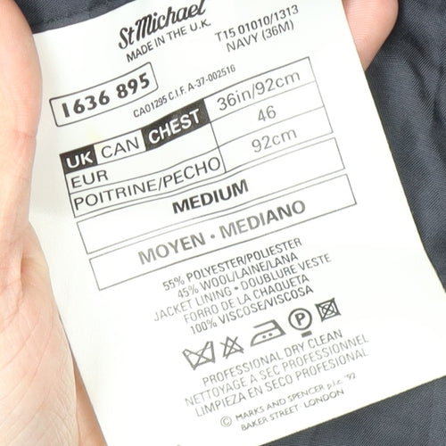 Marks and Spencer Men's Navy Double-Breasted Blazer 36R