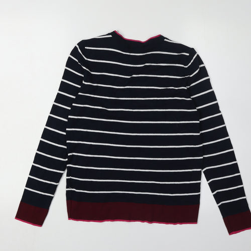 Debenhams Women's Black Striped Crew Neck Jumper Size 12