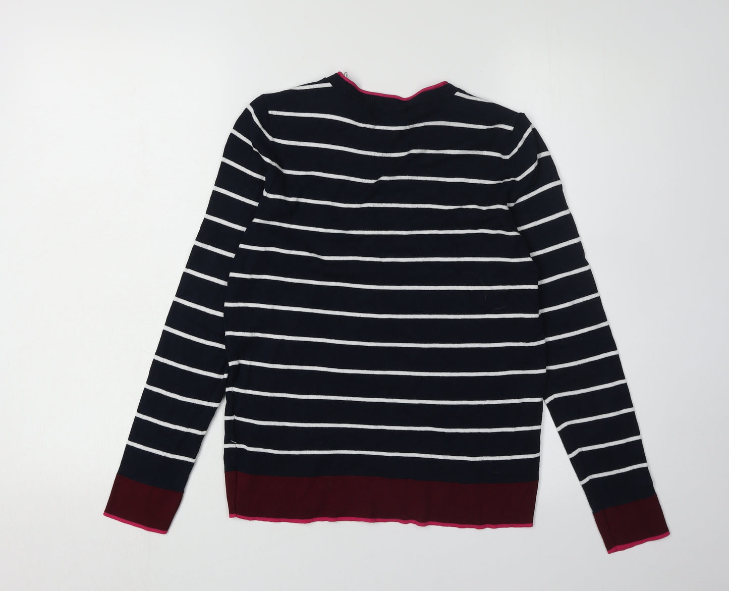 Debenhams Women's Black Striped Crew Neck Jumper Size 12