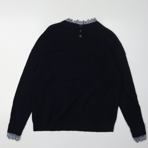 Boden Women's Black Crew Neck Jumper, Size 12, Button Details