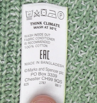 Marks and Spencer Women's Green Cotton Jumper Small