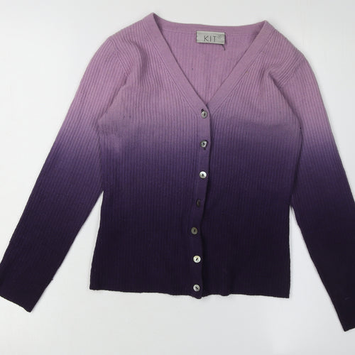 KIT Women's Purple Cardigan, Size 12, Wool Blend