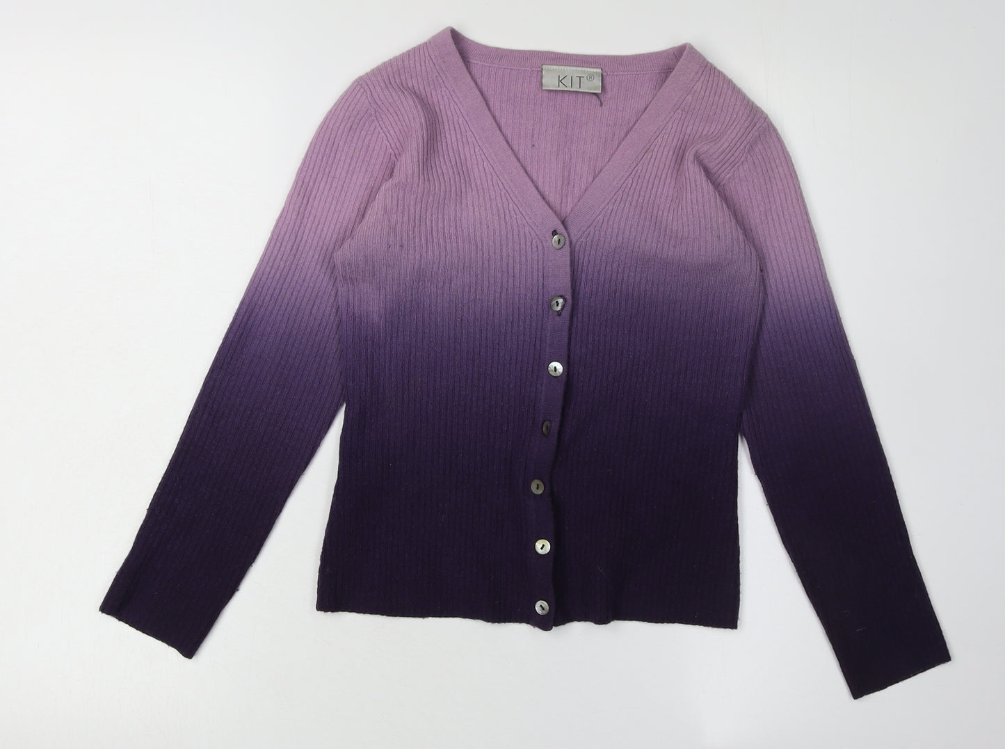 KIT Women's Purple Cardigan, Size 12, Wool Blend