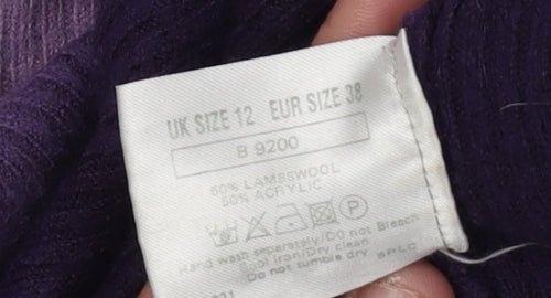 KIT Women's Purple Cardigan, Size 12, Wool Blend